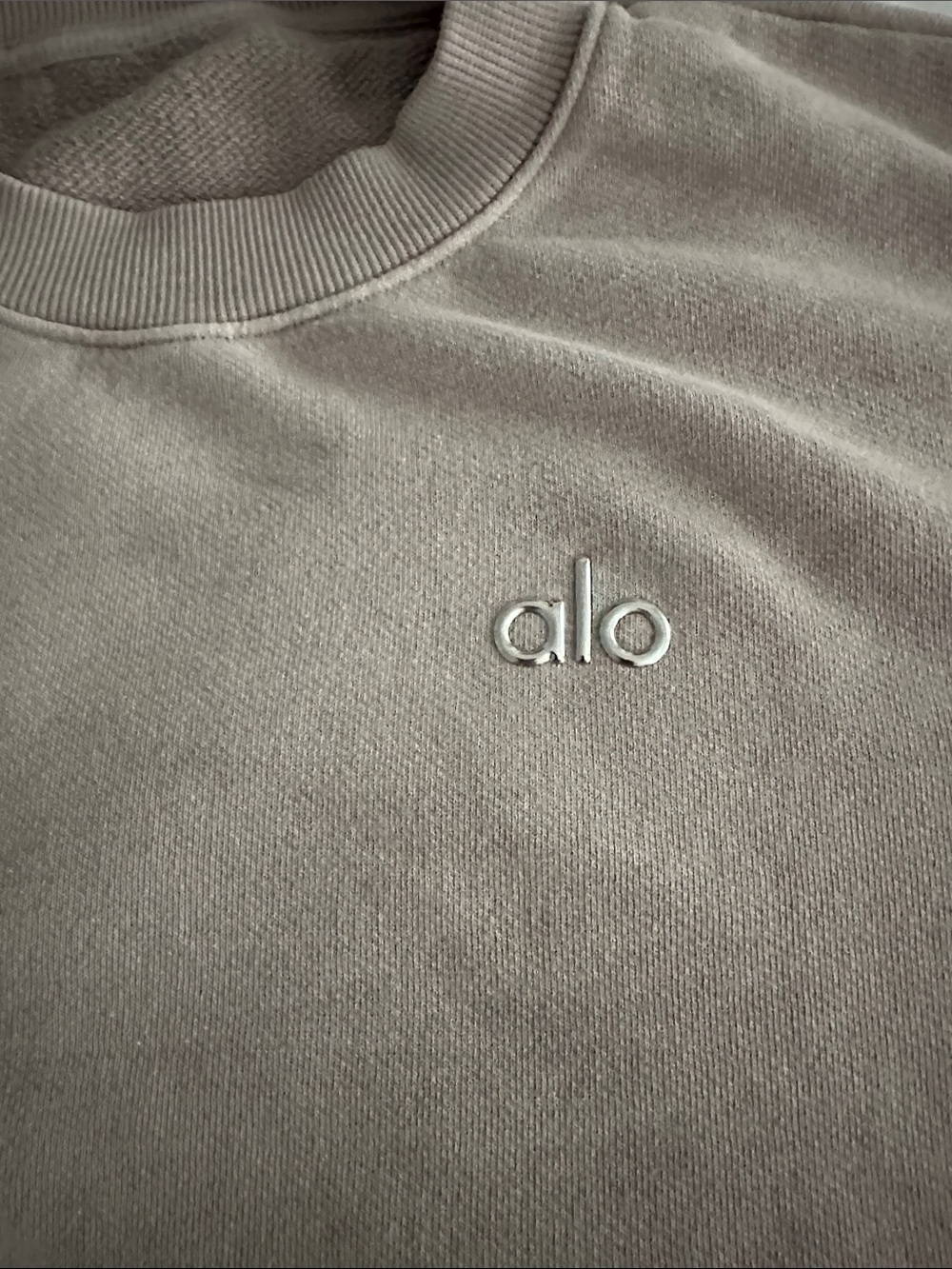 ALO Yoga Taupe Cozy Sweatshirt & Jogger Swetpant Set- Size - Picture 3 of 12